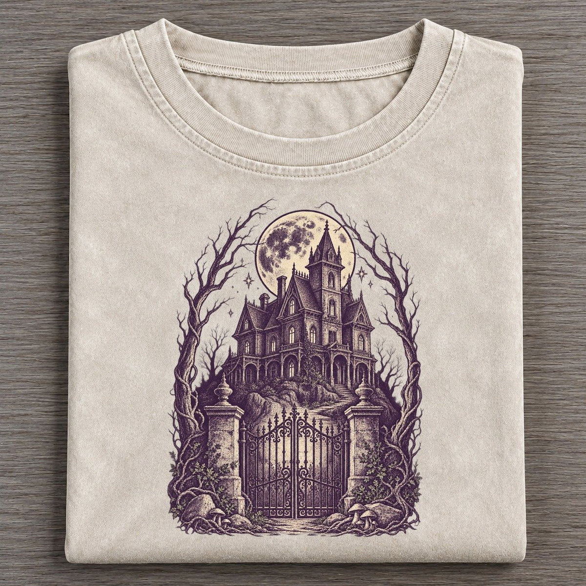 Haunted Mansion On The Hill Midnight Haunt Vintage T-shirt – Off White