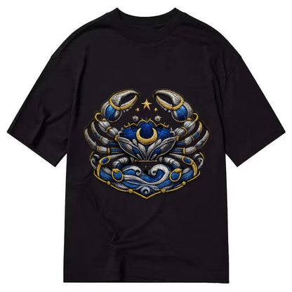 Embroidered Patch Design Cancer Crab Protective Crab In Silv Classic T-shirt – Black