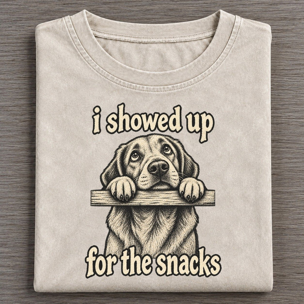 A Dog With Its Chin Resting On The Edge Of A Table Eyes Raised Bark For Me Vintage T-shirt – Off White