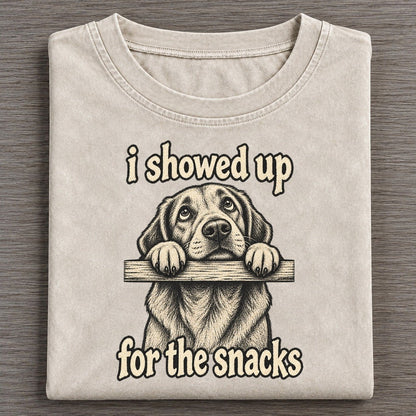 A Dog With Its Chin Resting On The Edge Of A Table Eyes Raised Bark For Me Vintage T-shirt – Off White