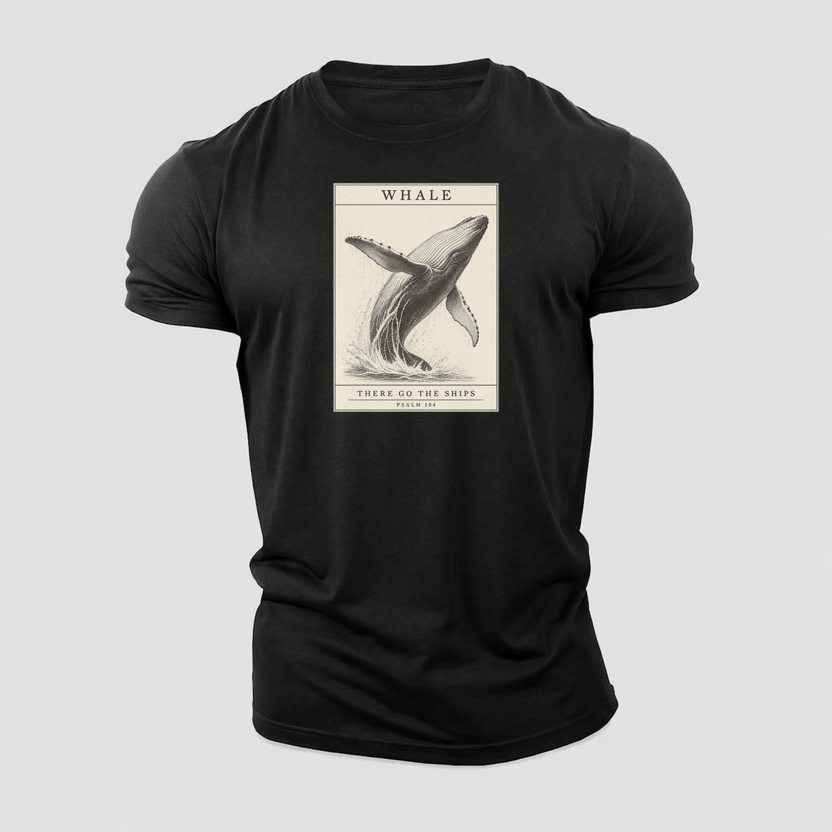 Whale Specimen Plate Creature Canticle Cotton T-Shirt – Black