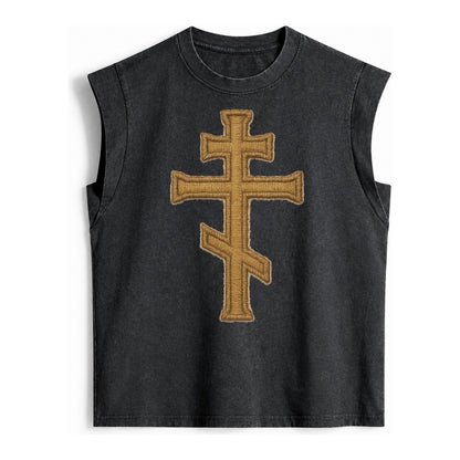Orthodox Cross Vintage Washed Tank – Black