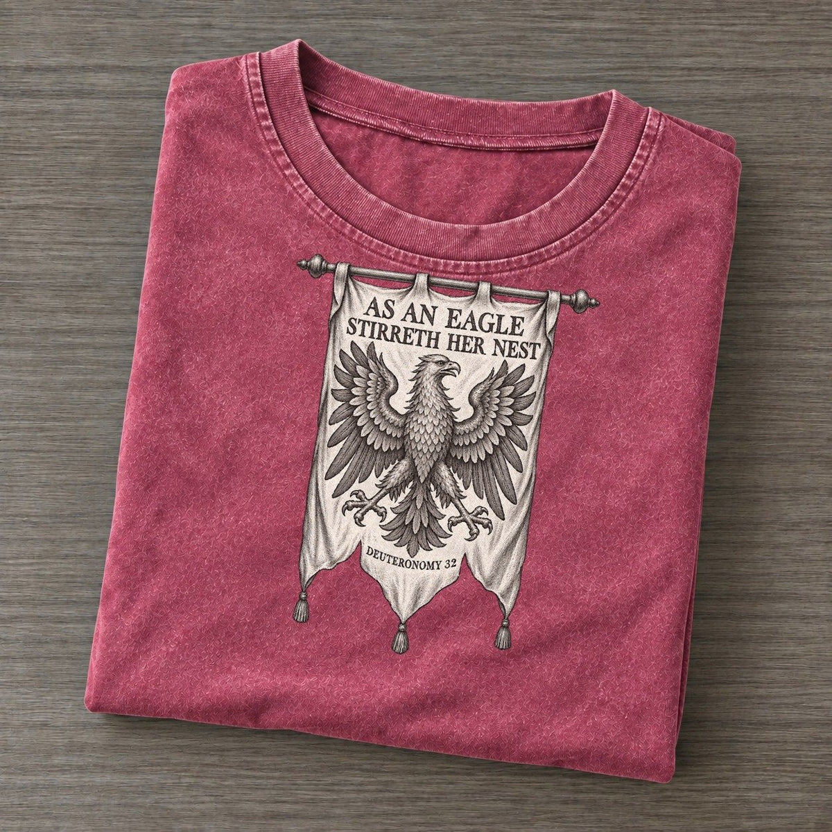 As An Eagle Stirreth Her Nest Beast And Banner Vintage T-shirt – Raspberry