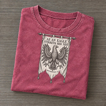 As An Eagle Stirreth Her Nest Beast And Banner Vintage T-shirt – Raspberry