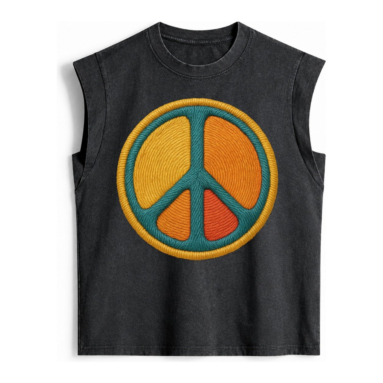 Golden Peace Vintage Washed Tank – Black