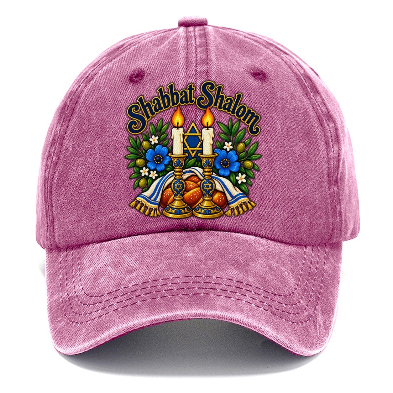 Shabbat Shalom Candles Judaism Heritage Classic Cap – Dusty Rose