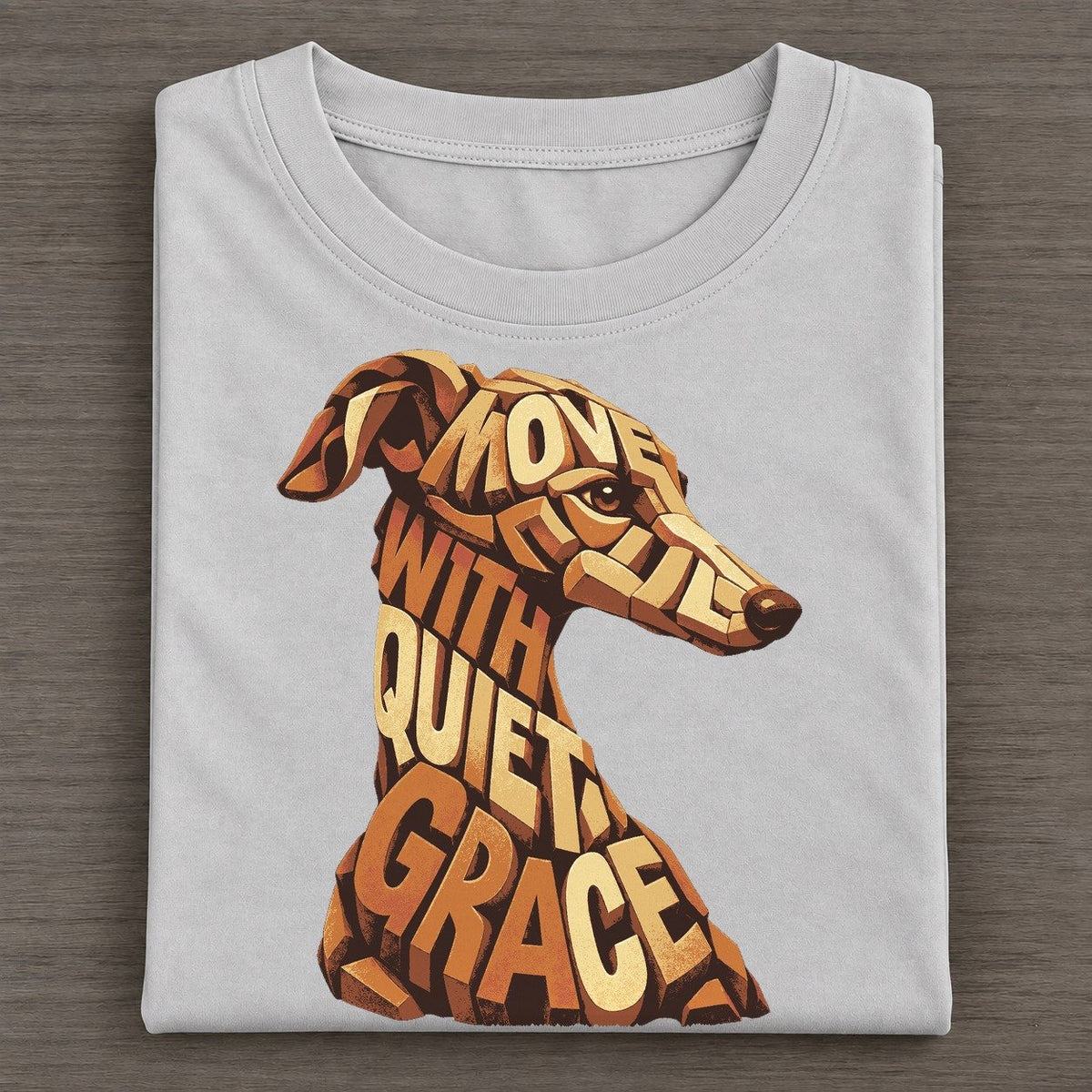 Whippet Long Neck Letter Sculpture Classic T-shirt – Grey