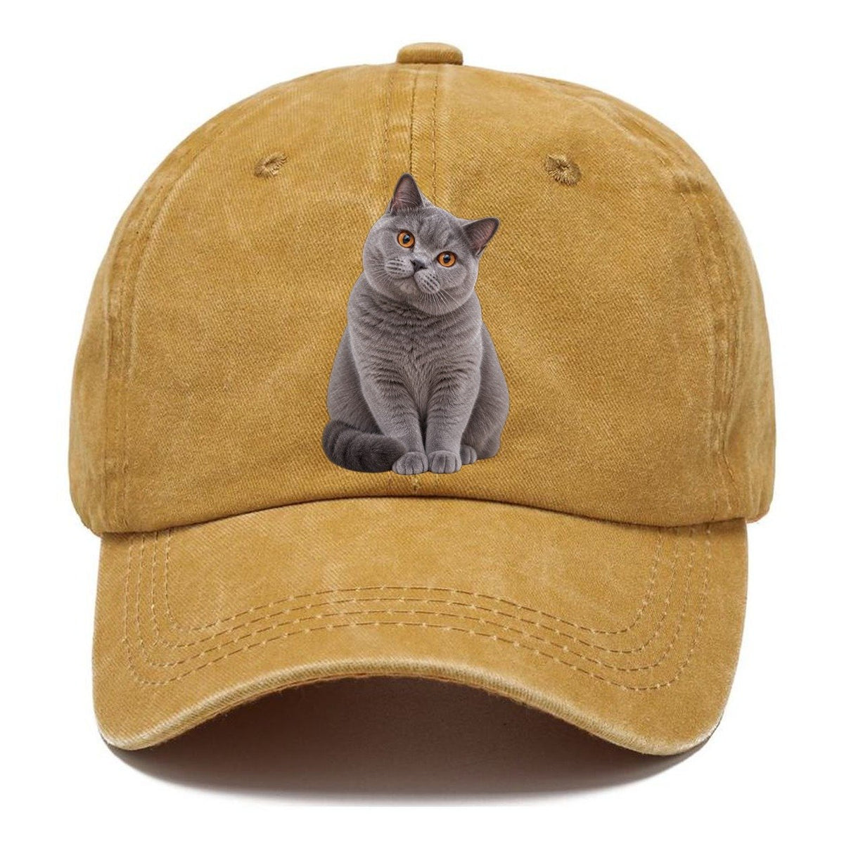 British Shorthair Seated Portrait Realistic Cat Portrait Classic Cap – Golden Harvest