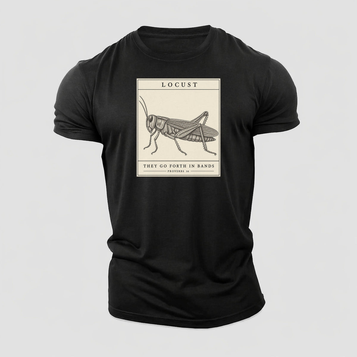 Locust Specimen Plate Creature Canticle Cotton T-Shirt – Black