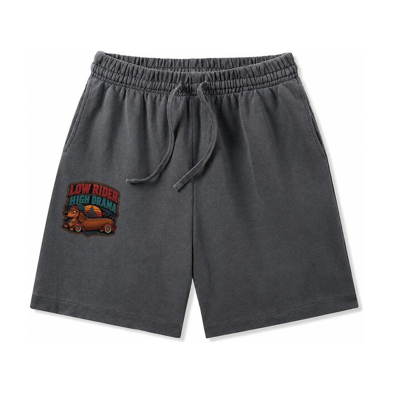 Low Rider High Drama Dachshund Washed Shorts – Dark Gray