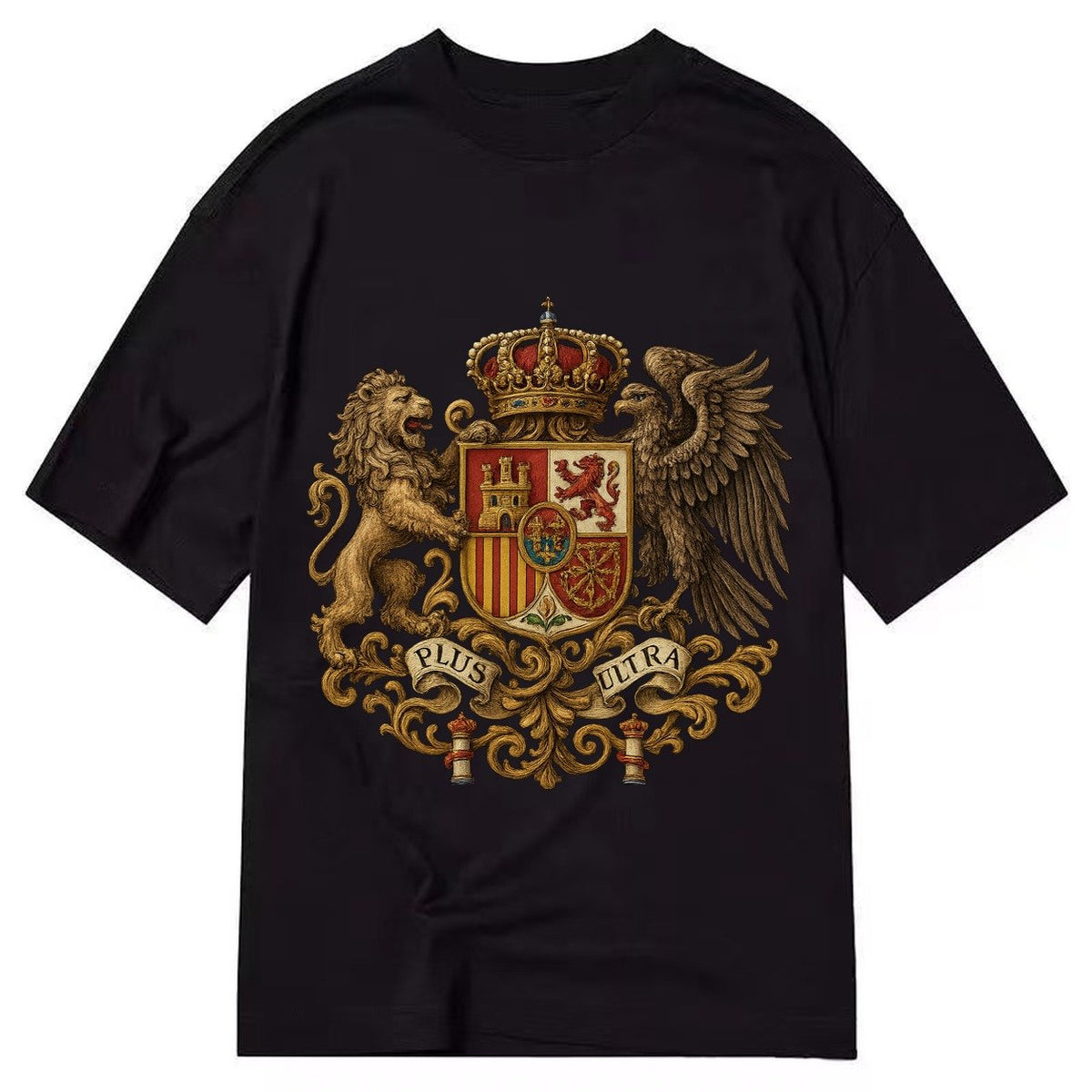 Spain Royal Logo Traditional Corona Real Espanola Plus Ultra Classic T-shirt – Black
