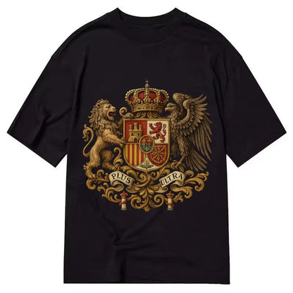 Spain Royal Logo Traditional Corona Real Espanola Plus Ultra Classic T-shirt – Black
