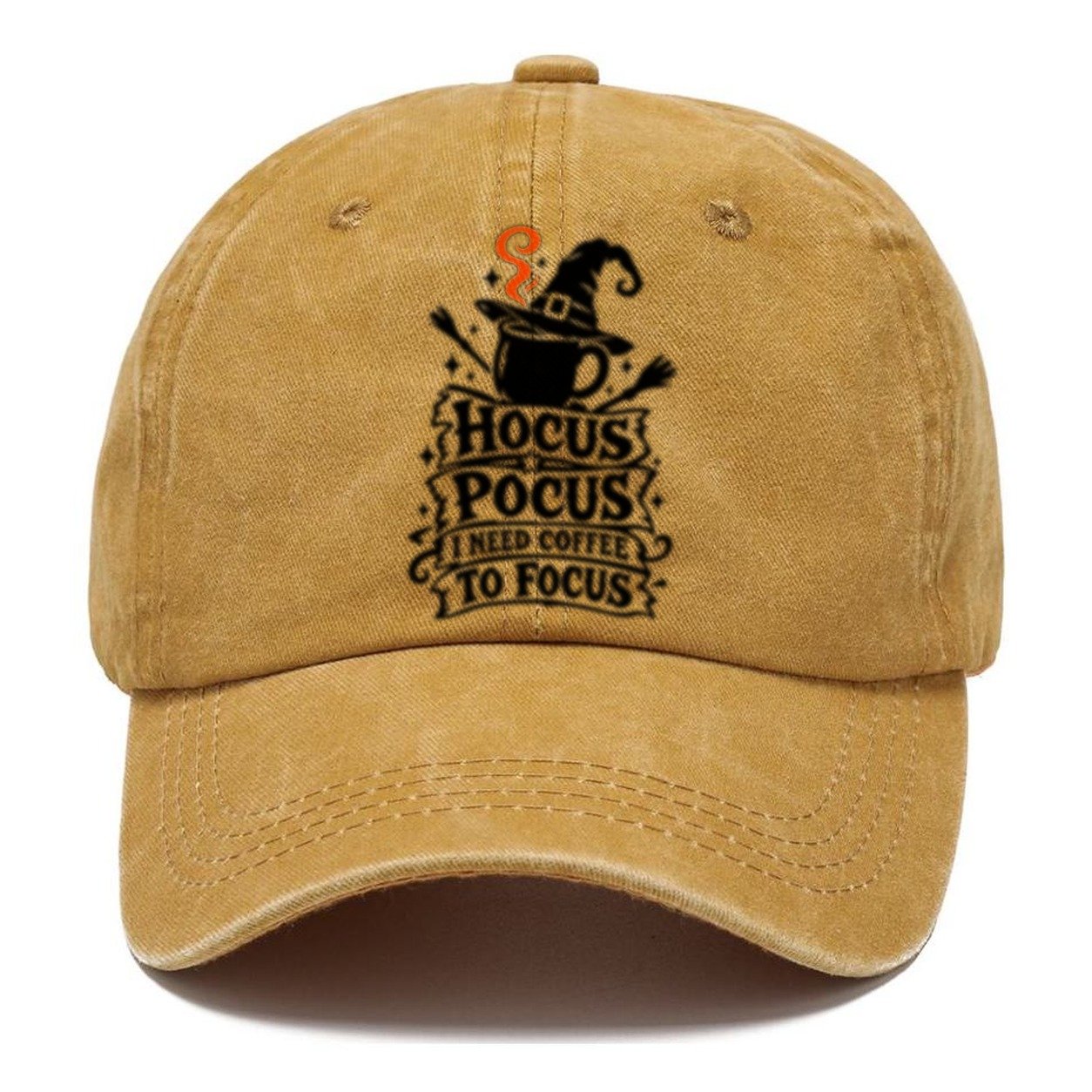 Hocus Pocus I Need Coffee To Focus Slogan Witch Magic Classic Cap – Golden Harvest