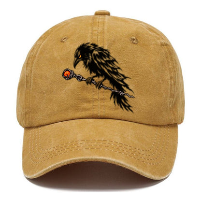 Raven Perched On A Wand Witch Magic Classic Cap – Golden Harvest
