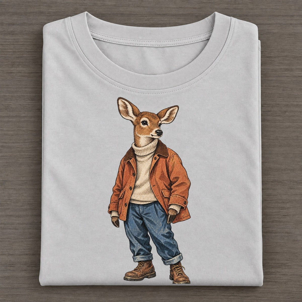 White Tailed Deer Wardrobe Portrait Wild Wardrobe Portraits Classic T-shirt – Grey