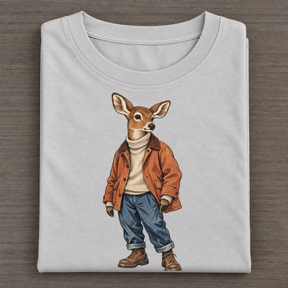 White Tailed Deer Wardrobe Portrait Wild Wardrobe Portraits Classic T-shirt – Grey