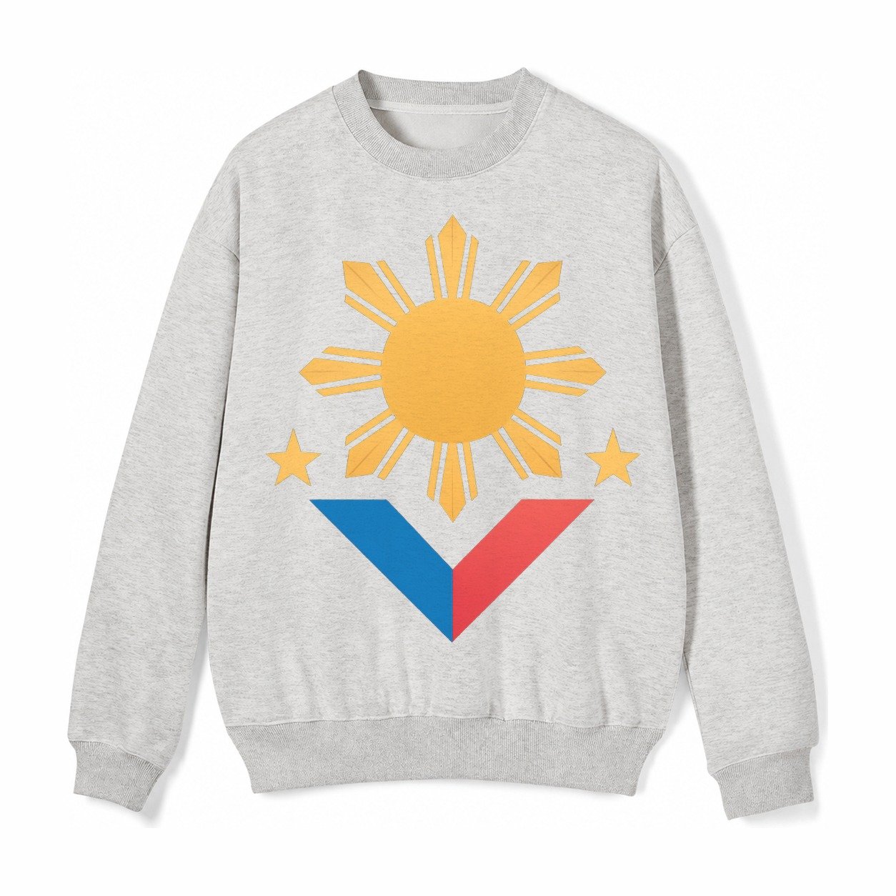 Philippines Flag Sun And Fleece Sweatshirt – Light Gray