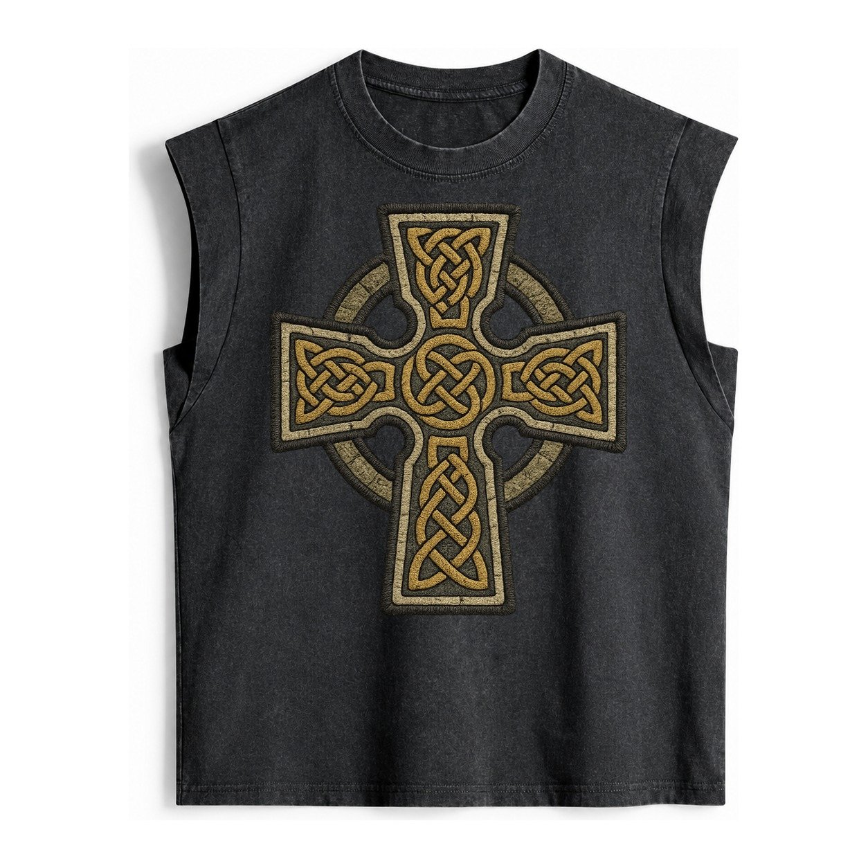Celtic Cross Vintage Washed Tank – Black
