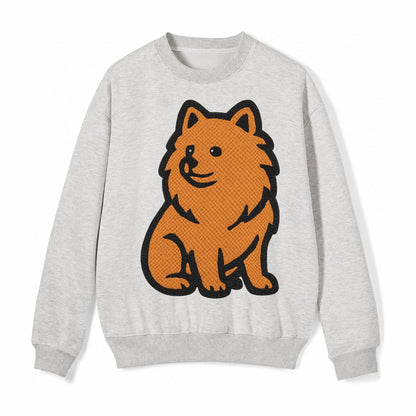 Pomeranian Orange Fluffy Charm Fleece Sweatshirt – Light Gray