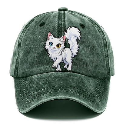 Turkish Angora Tail Up Peeking Cats Classic Cap – Forest Mist