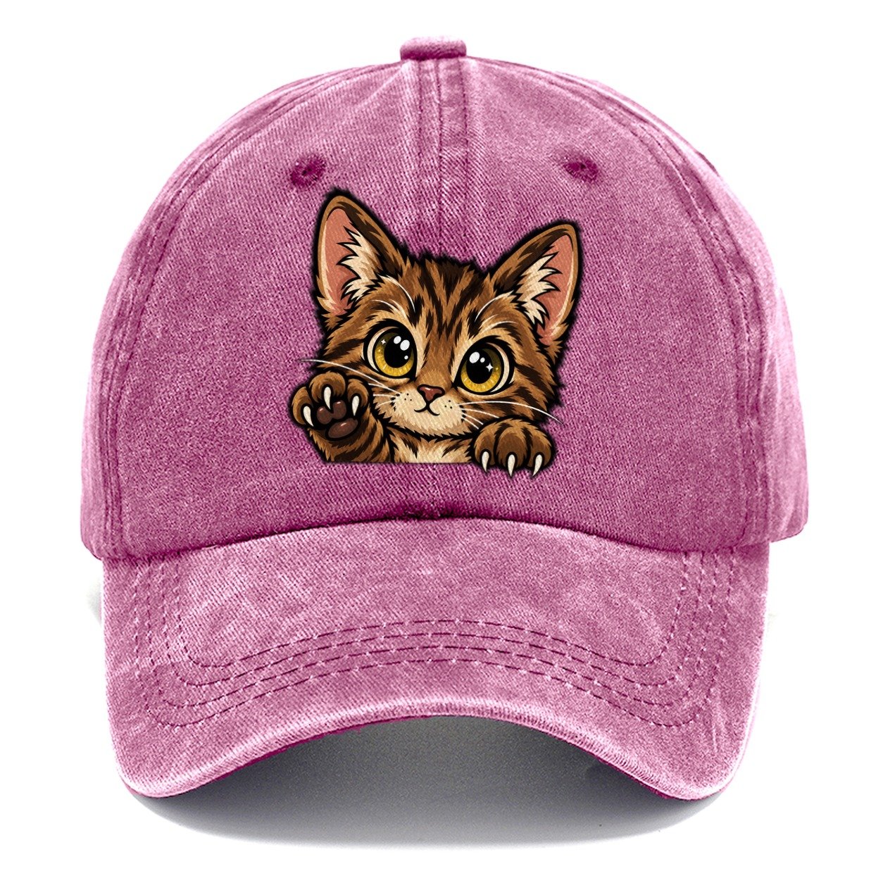Tabby Kitten Paw Up Peeking Cats Classic Cap – Dusty Rose