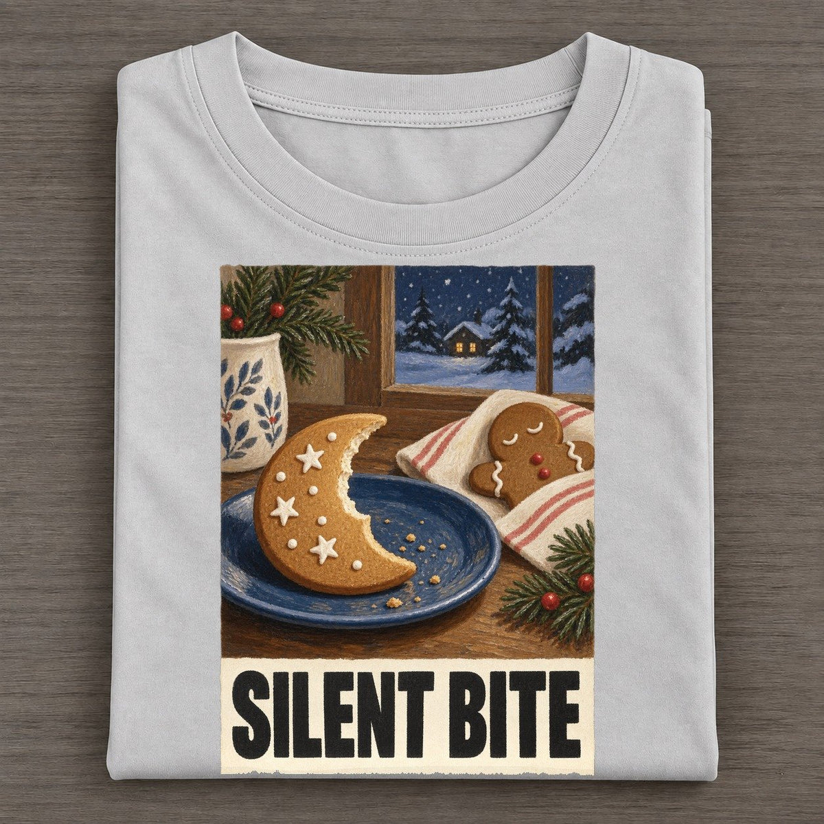 Silent Bite Painted Pop Culture Pun Classic T-shirt – Grey