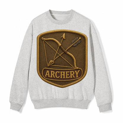Bow And Arrow Crossed Archery Enthusiast Fleece Sweatshirt – Light Gray