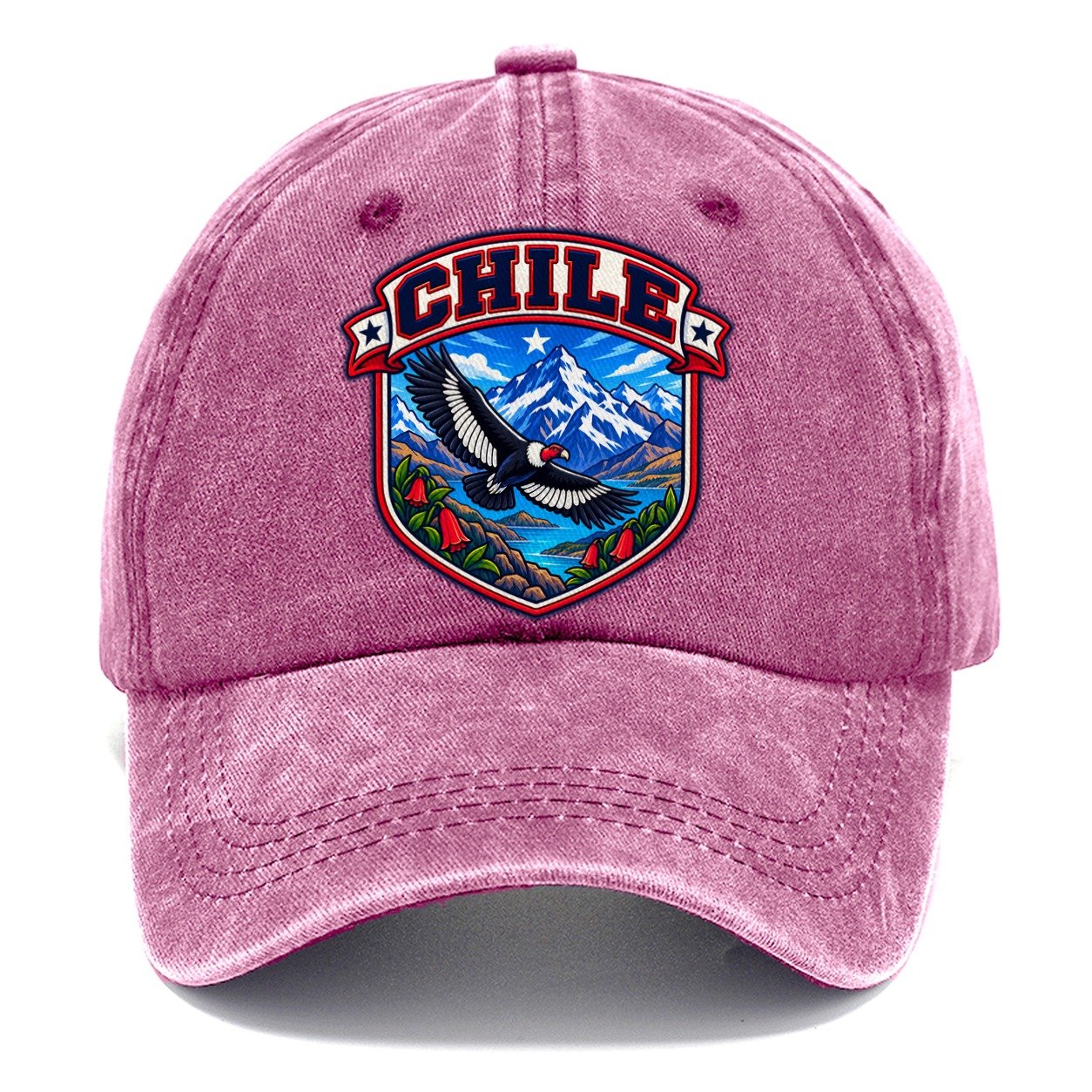Chile Retro Badge Country Logos Classic Cap – Dusty Rose