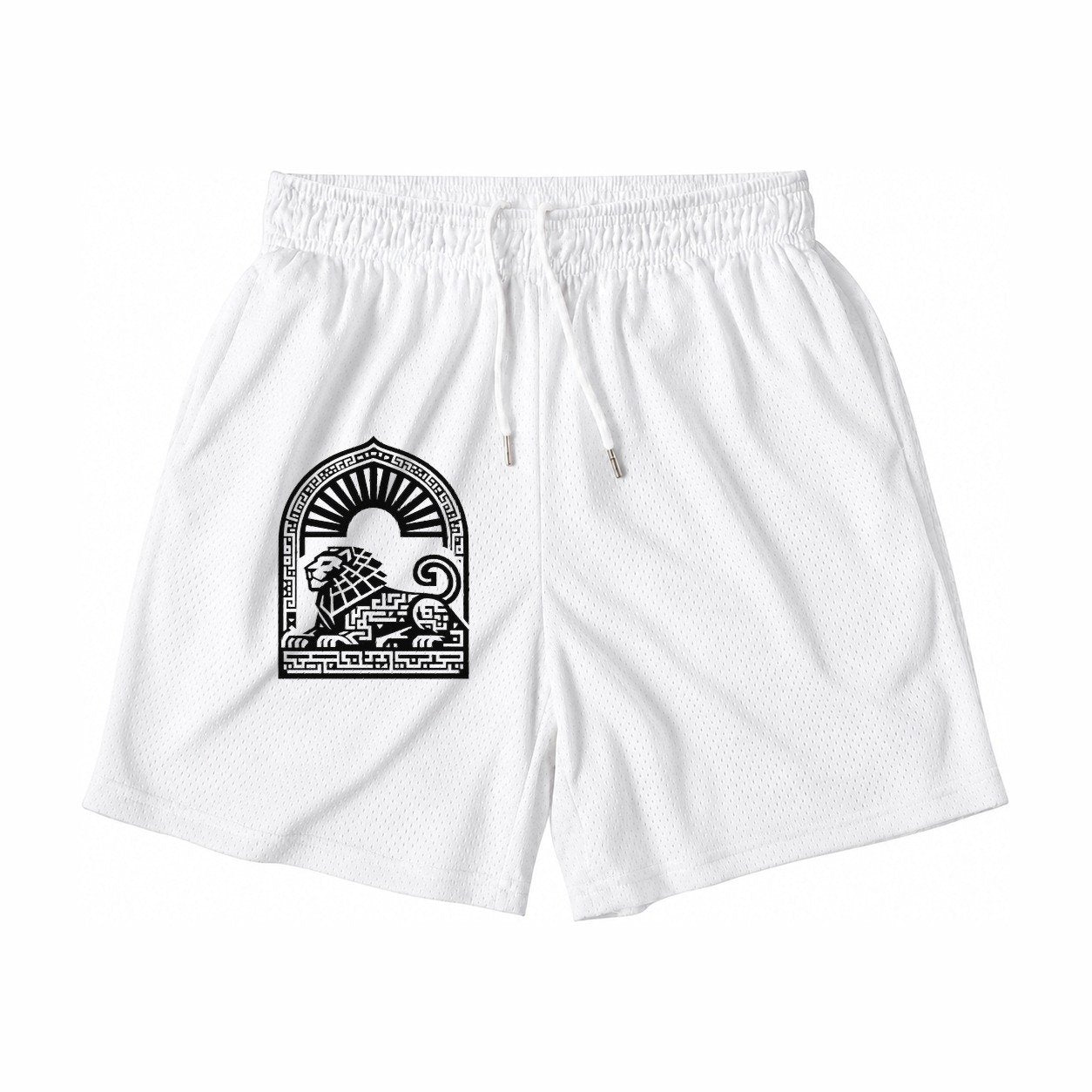 Persian Lion Arch Mesh Shorts – White