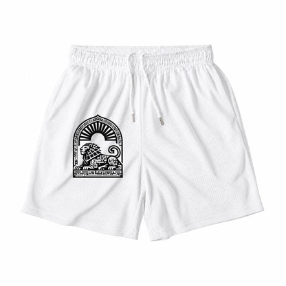 Persian Lion Arch Mesh Shorts – White