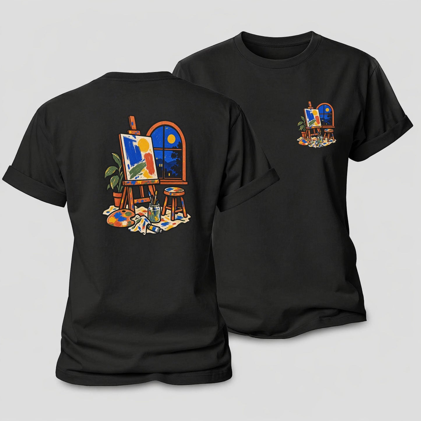 Easel At Dusk Clay Color Makers Women's Cotton T-Shirt – Black