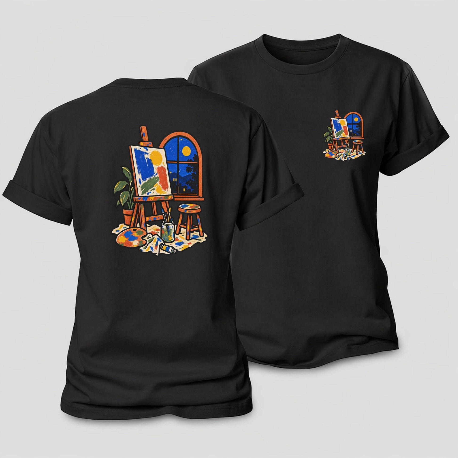 Easel At Dusk Clay Color Makers Women's Cotton T-Shirt – Black