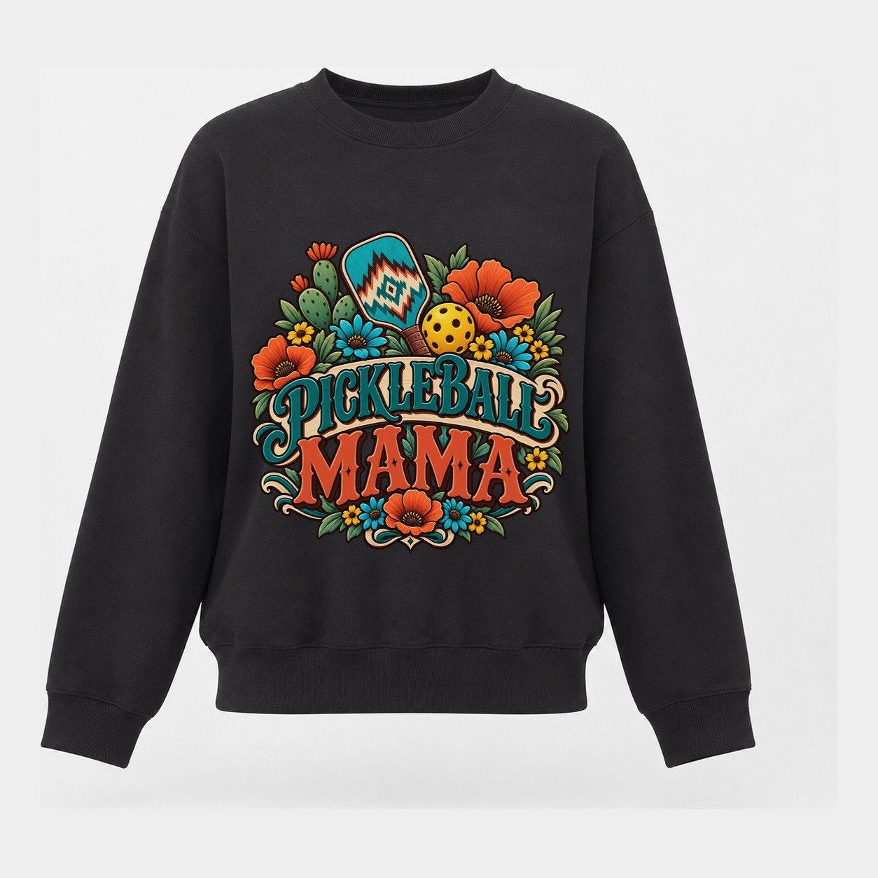 Pickleball Mama Pickleball Life Women's Crewneck Sweatshirt – Black