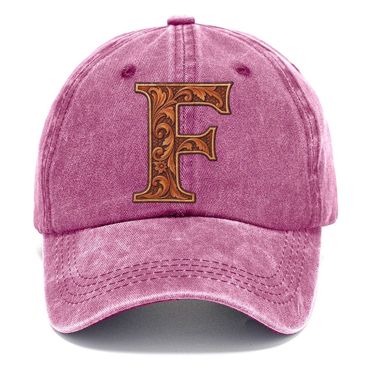 Tooled Leather F Monogram Classic Cap – Dusty Rose