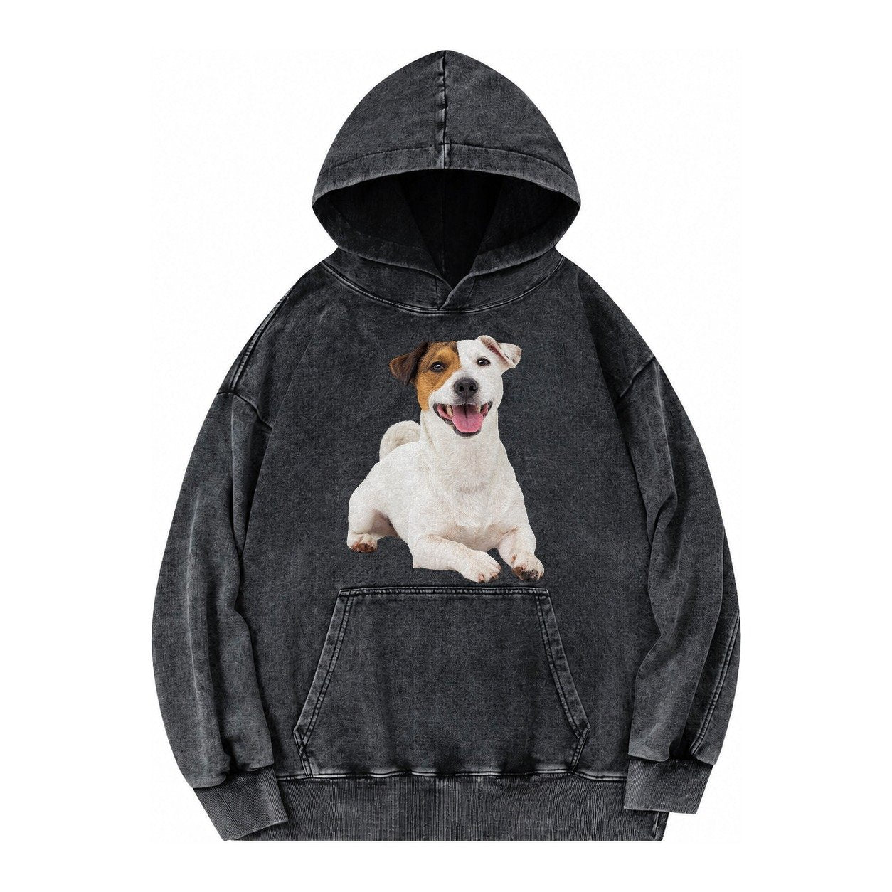Jack Russell Terrier Dog Vintage Washed Hoodie – Black