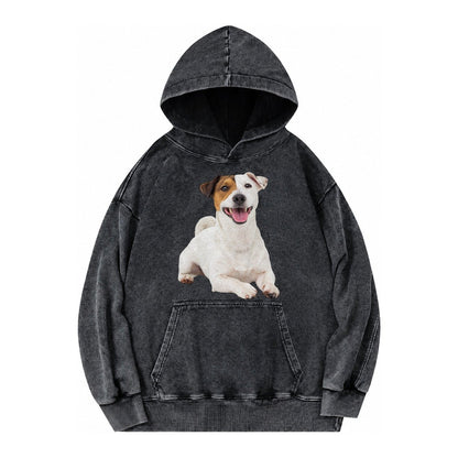 Jack Russell Terrier Dog Vintage Washed Hoodie – Black