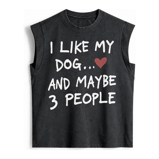Dog Maybe 3 People Vintage Washed Tank – Black