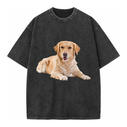 Golden Retriever Laying Dow Vintage T-shirt – Black