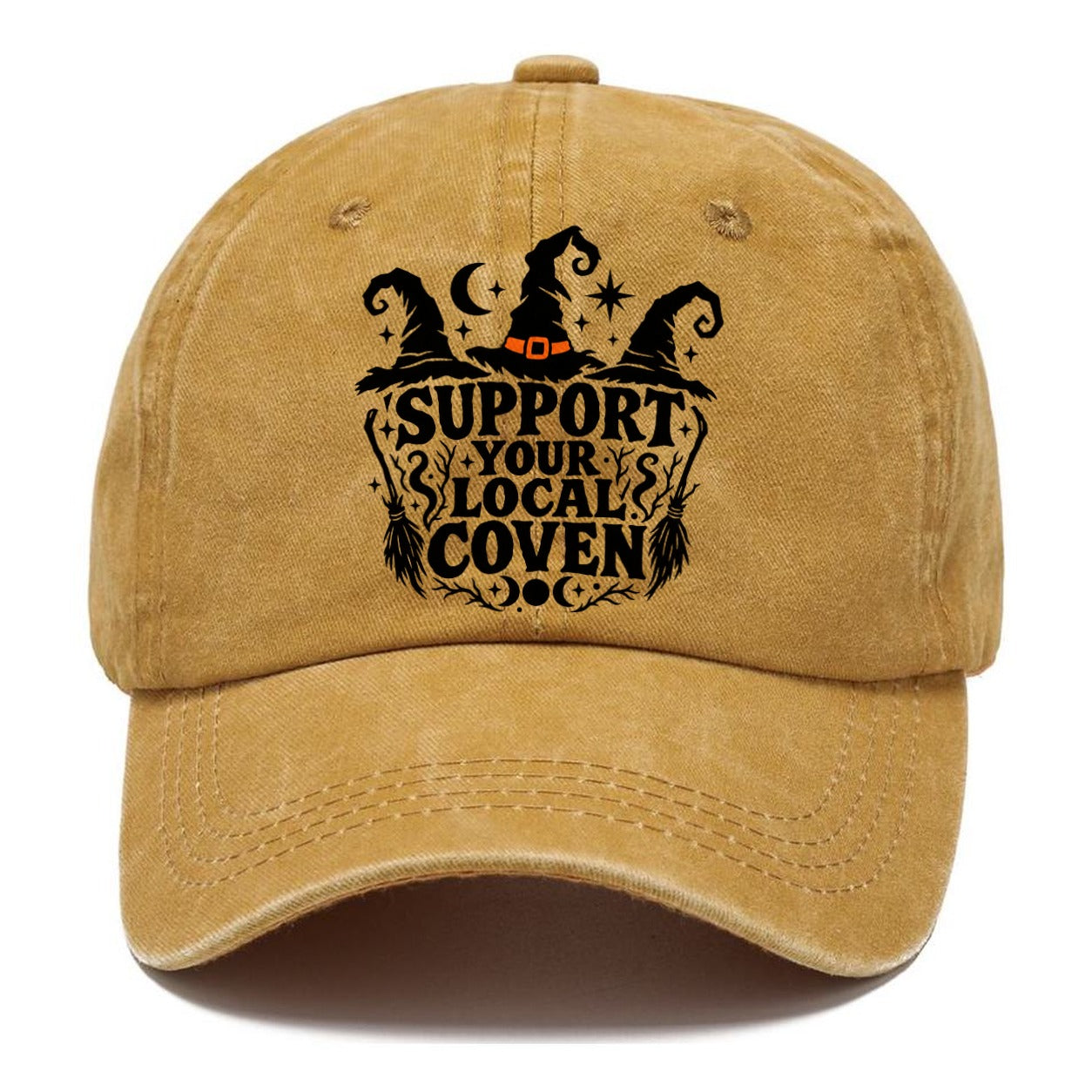 Support Your Local Coven Slogan Witch Magic Classic Cap – Golden Harvest