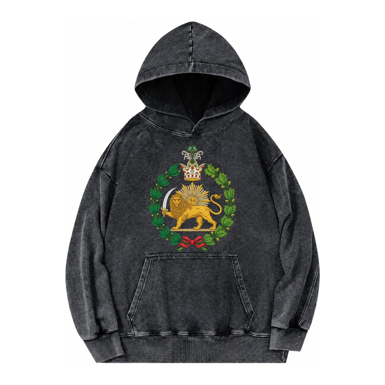 Iran Lion Vintage Washed Hoodie – Black