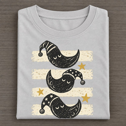 Chalk Sleepy Moons Night Stripes Classic T-shirt – Grey