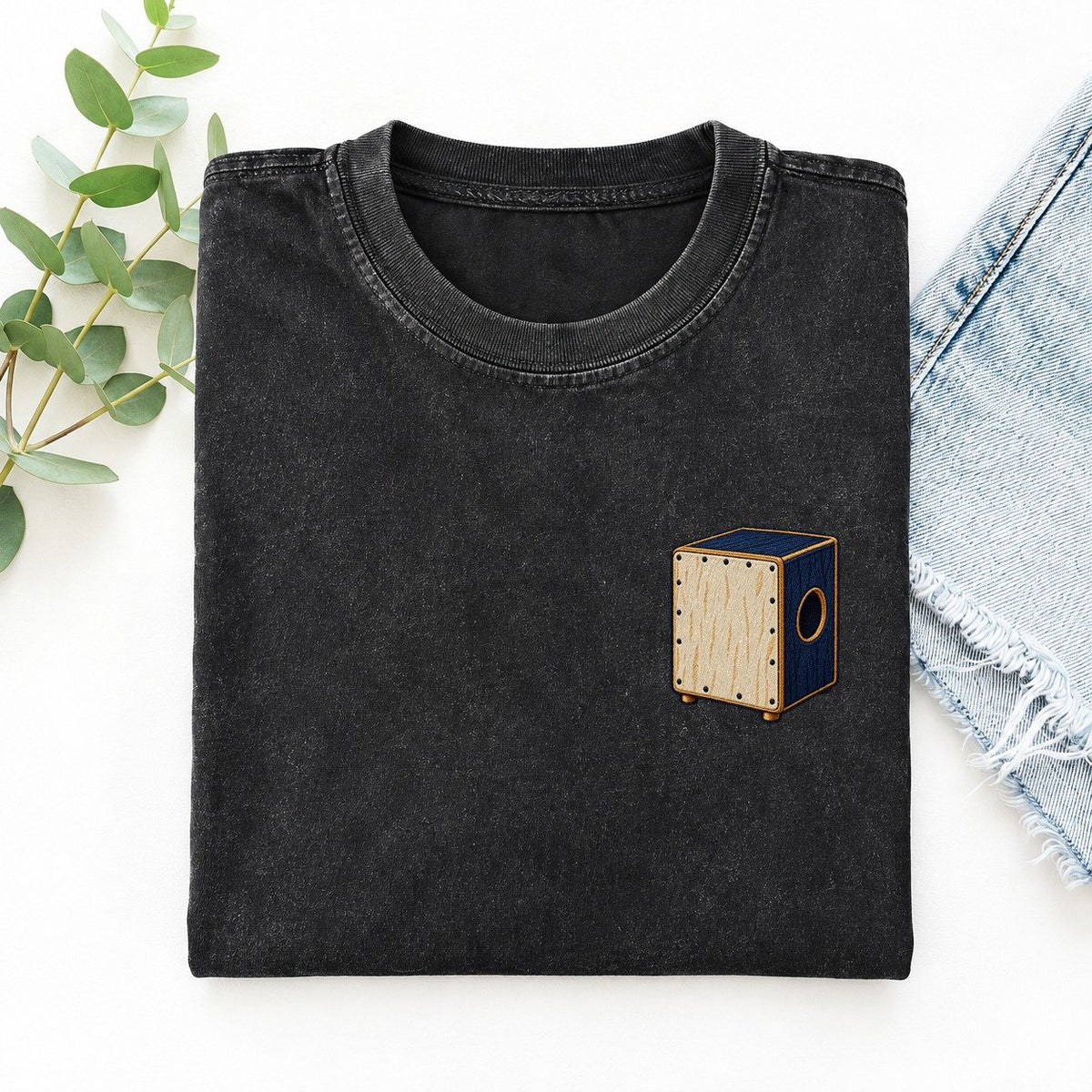 Cajon Sound Circle Left Chest Vintage T-shirt – Black