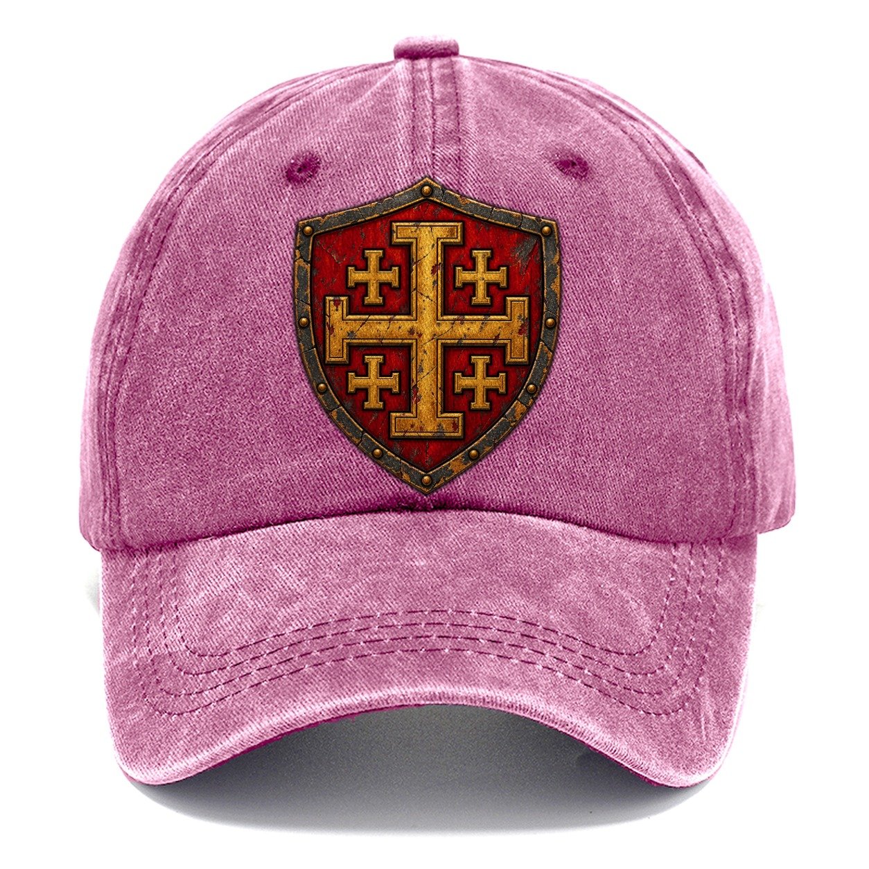 Crusader Battle Shield Heraldry Jerusalem Cross Classic Cap – Dusty Rose