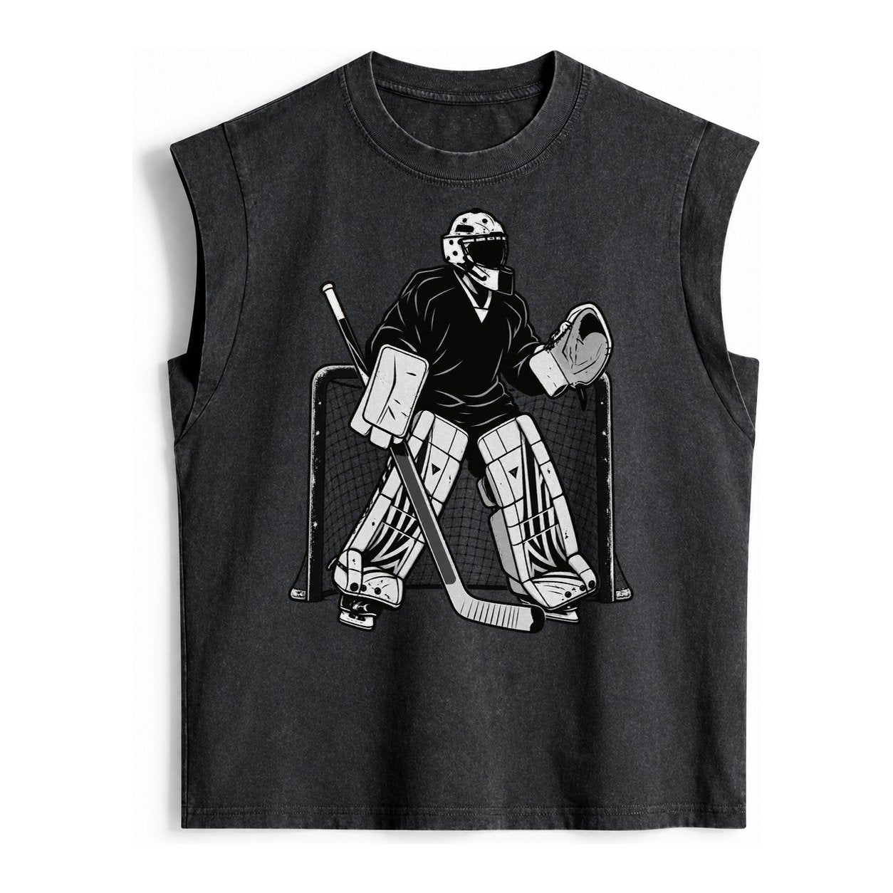 Hockey Goalie Vintage Washed Tank – Black
