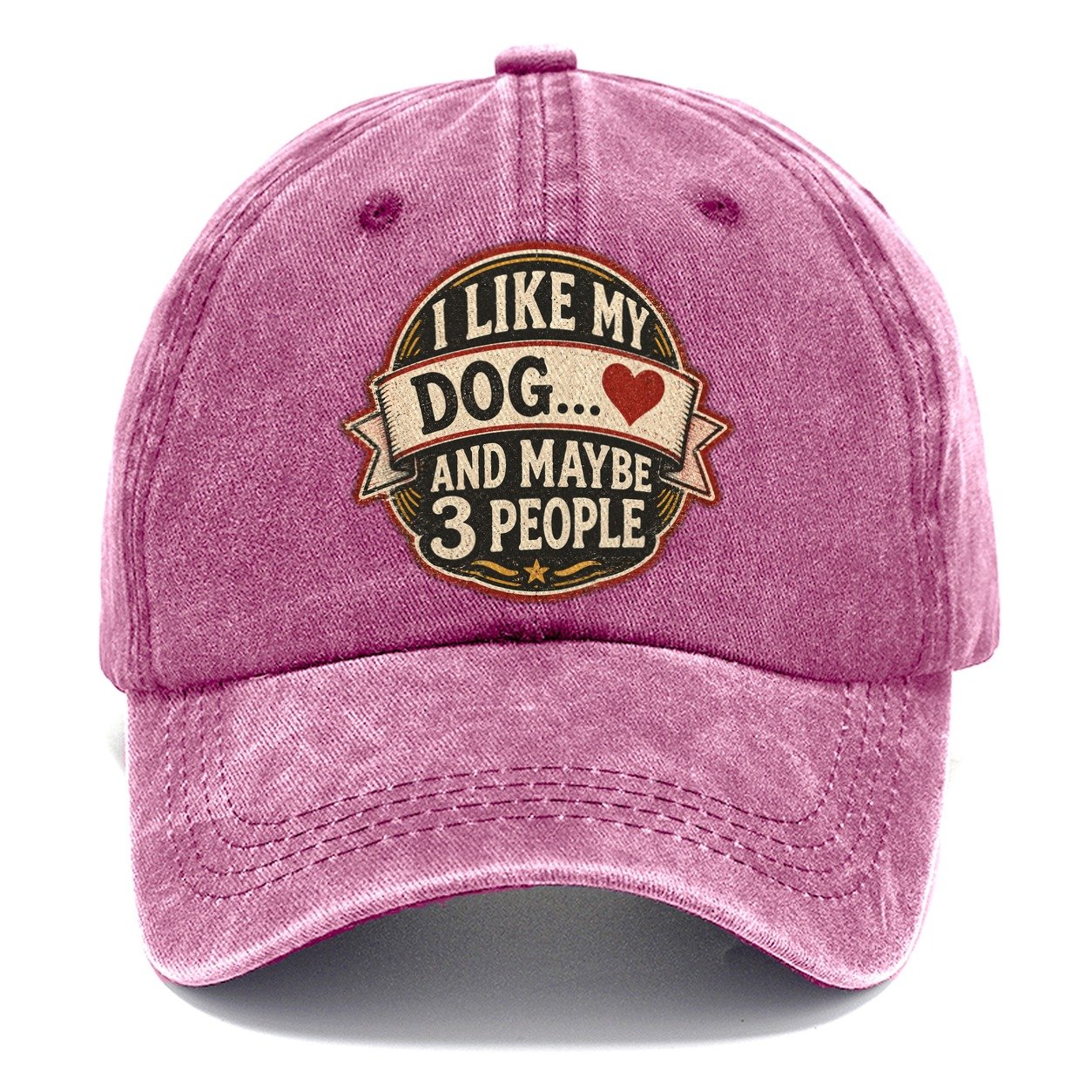 Dog and Maybe 3 People Vintage Badge Classic Cap – Dusty Rose