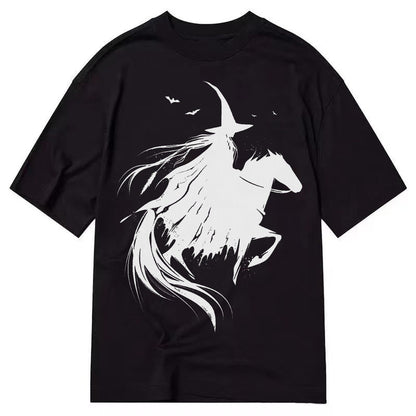 Witch On Horse Classic T-shirt – Black