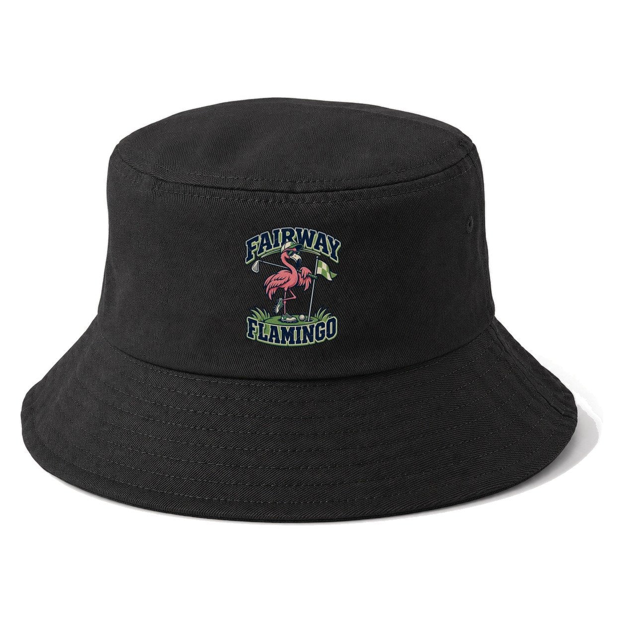 Fairway Flamingo Golf Life Bucket Hat – Black