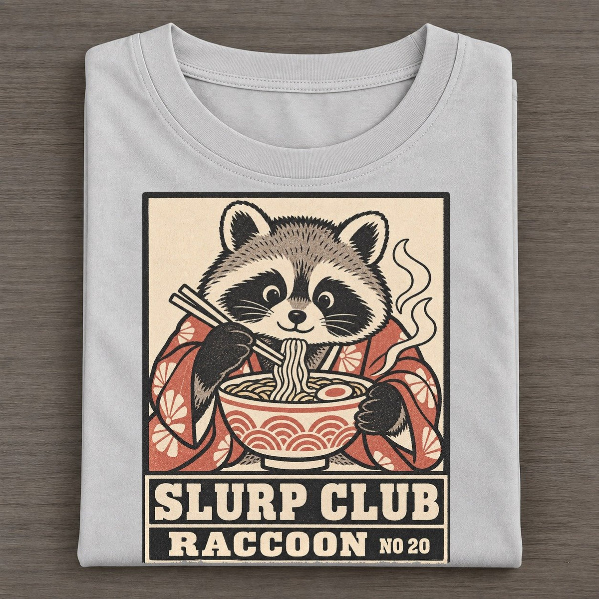 Raccoon Stolen Slurp Club Classic T-shirt – Grey