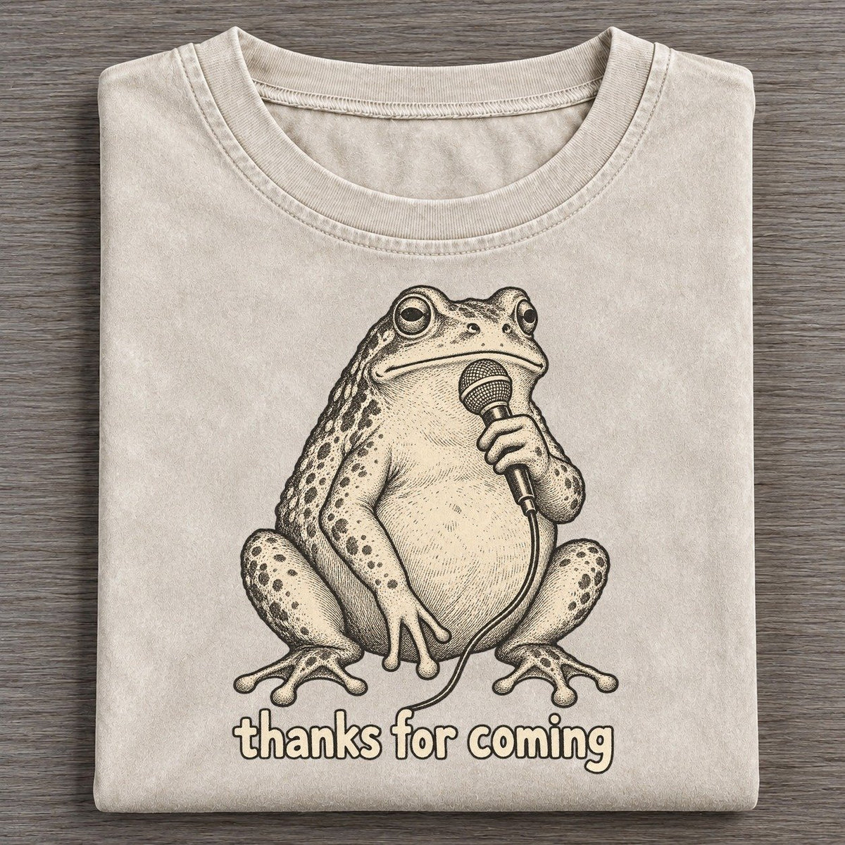 Frog Thanks For Coming Unbothered Creatures Vintage T-shirt – Off White