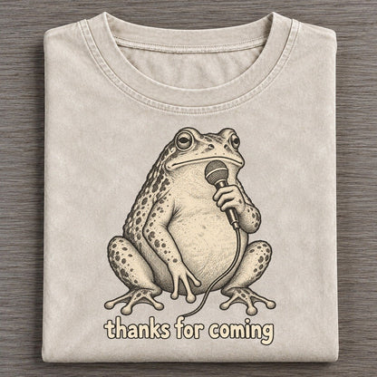 Frog Thanks For Coming Unbothered Creatures Vintage T-shirt – Off White